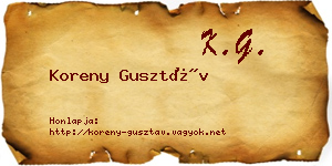 Koreny Gusztáv névjegykártya
